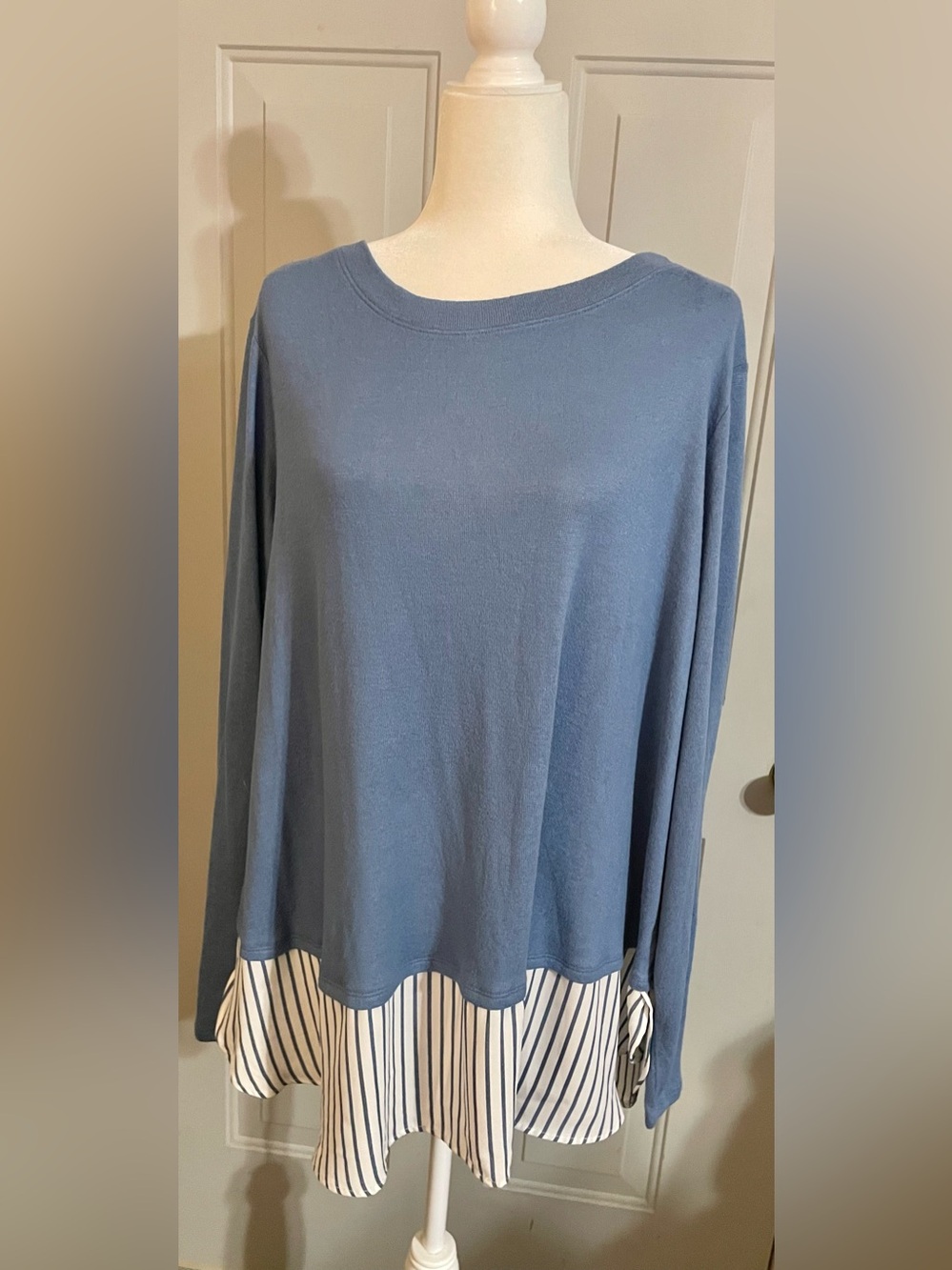 EVRI Dusty Blue Crew Neck Lightweight Top Size 3x